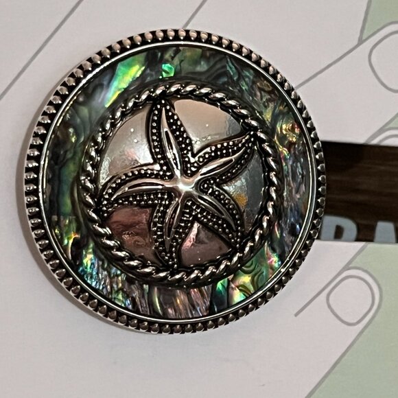 Starfish Faux Abalone and Silvertone Phone Grip Pop Socket NEW - Picture 1 of 2